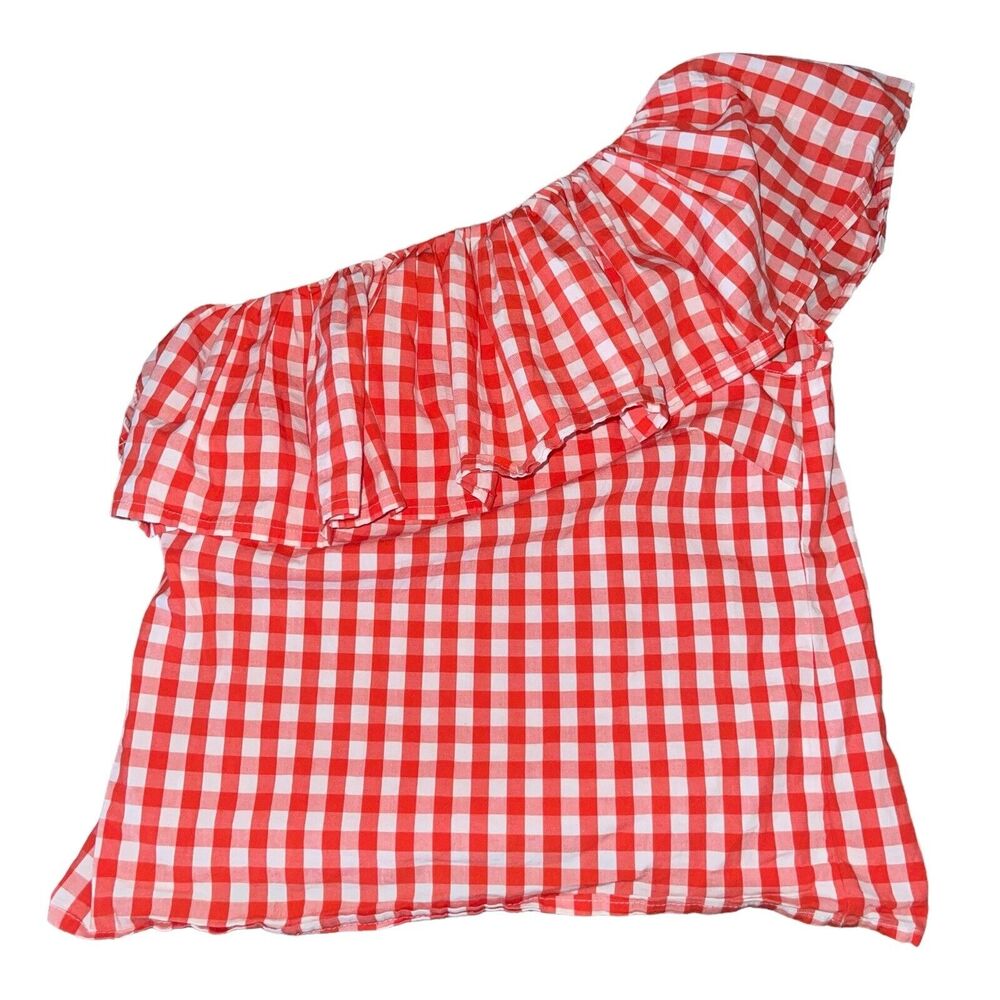 J. Crew One Shoulder Gingham Blouse